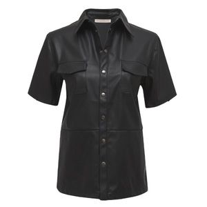 3/$15 Gold Hawk Faux Leather Short Sleeve Shirt